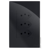 Conjunto Tomada Tripla 20A 4x2 - RECTA Preto Black Gloss